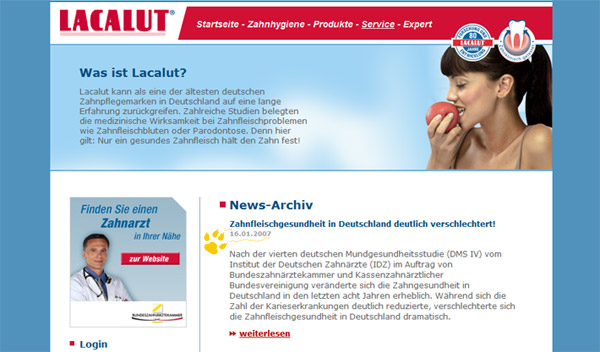 Единственная новость за всю историю существования немецкого сайта Lacalut
